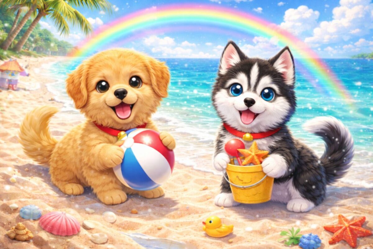 保護犬ハスキーとゴールデン