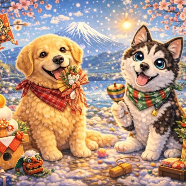 保護犬ハスキーとゴールデン