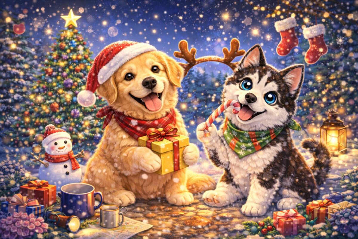 保護犬ハスキーとゴールデン