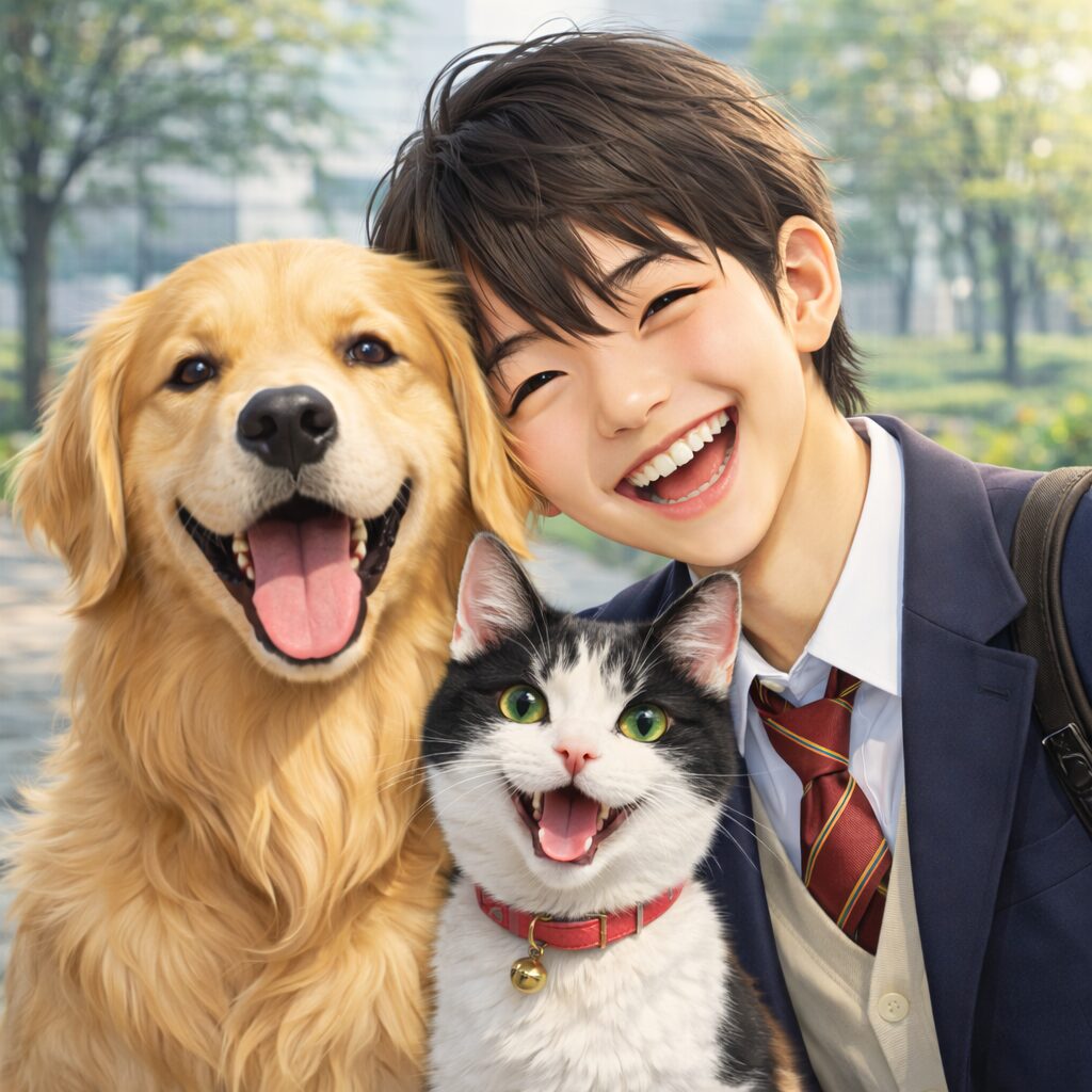 笑顔と動物たちのひととき