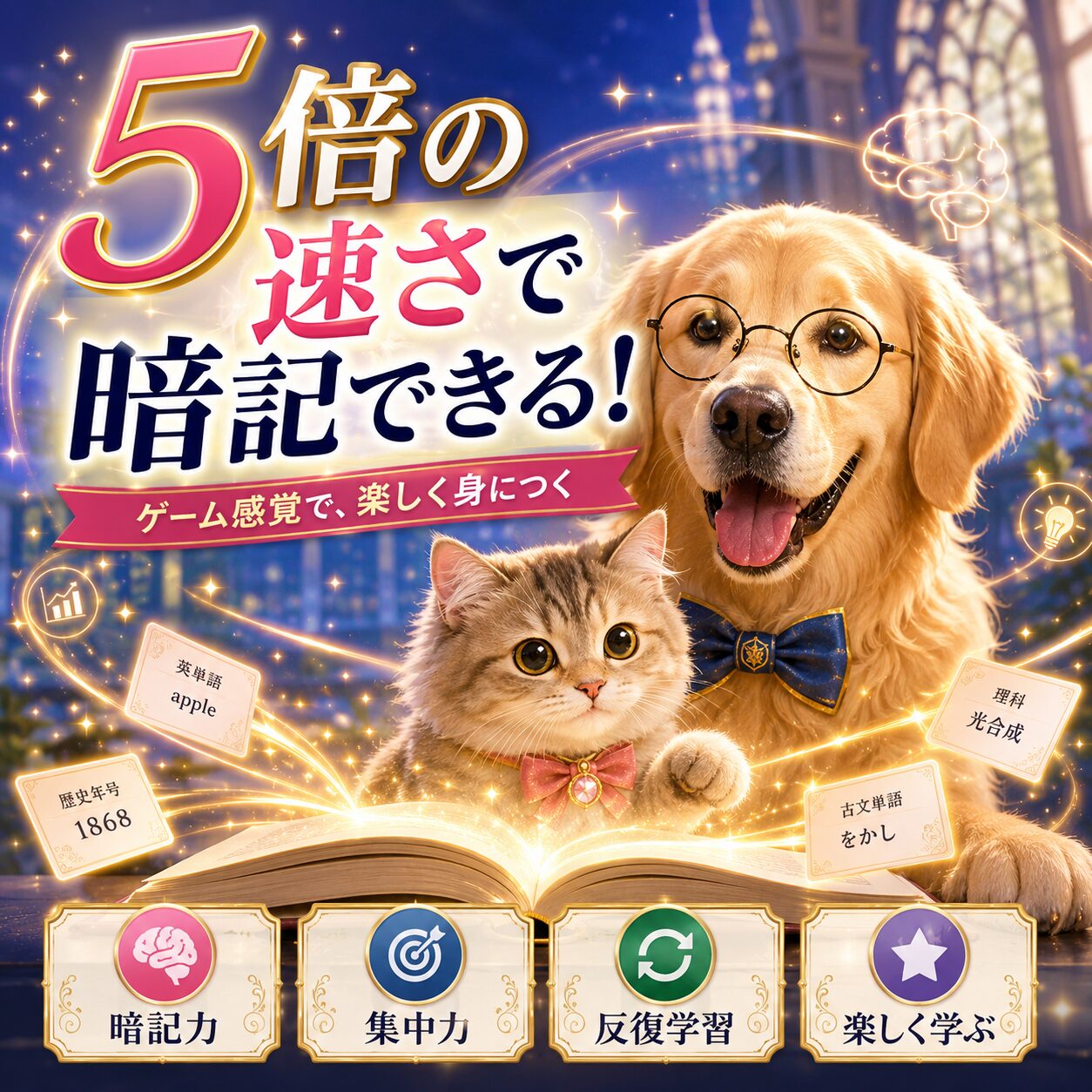 暗記が5倍の速さで出来る!